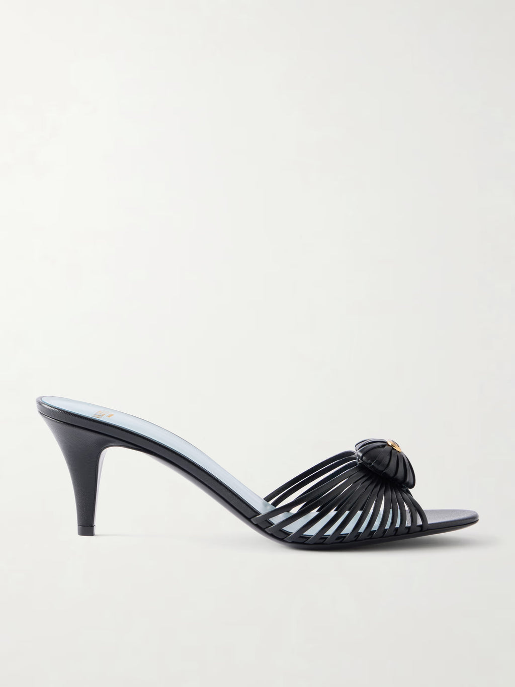 Striped leather mid heel