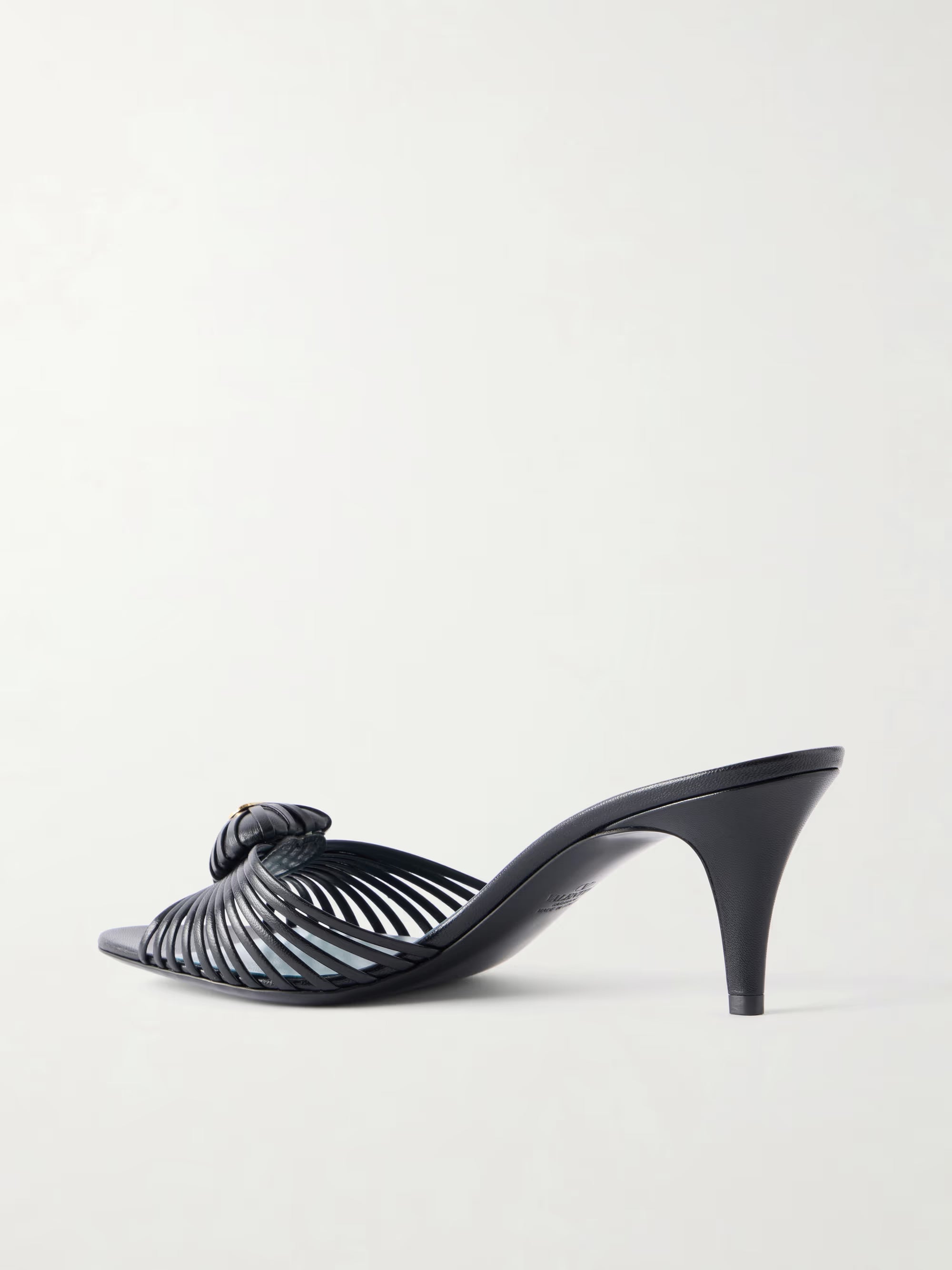 Striped leather mid heel