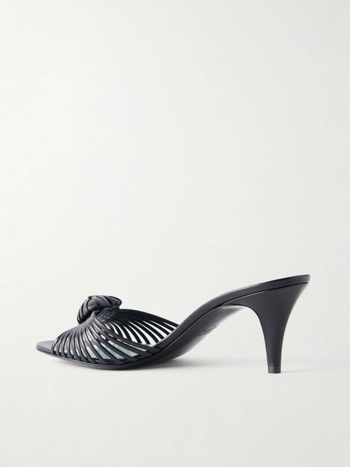 Striped leather mid heel