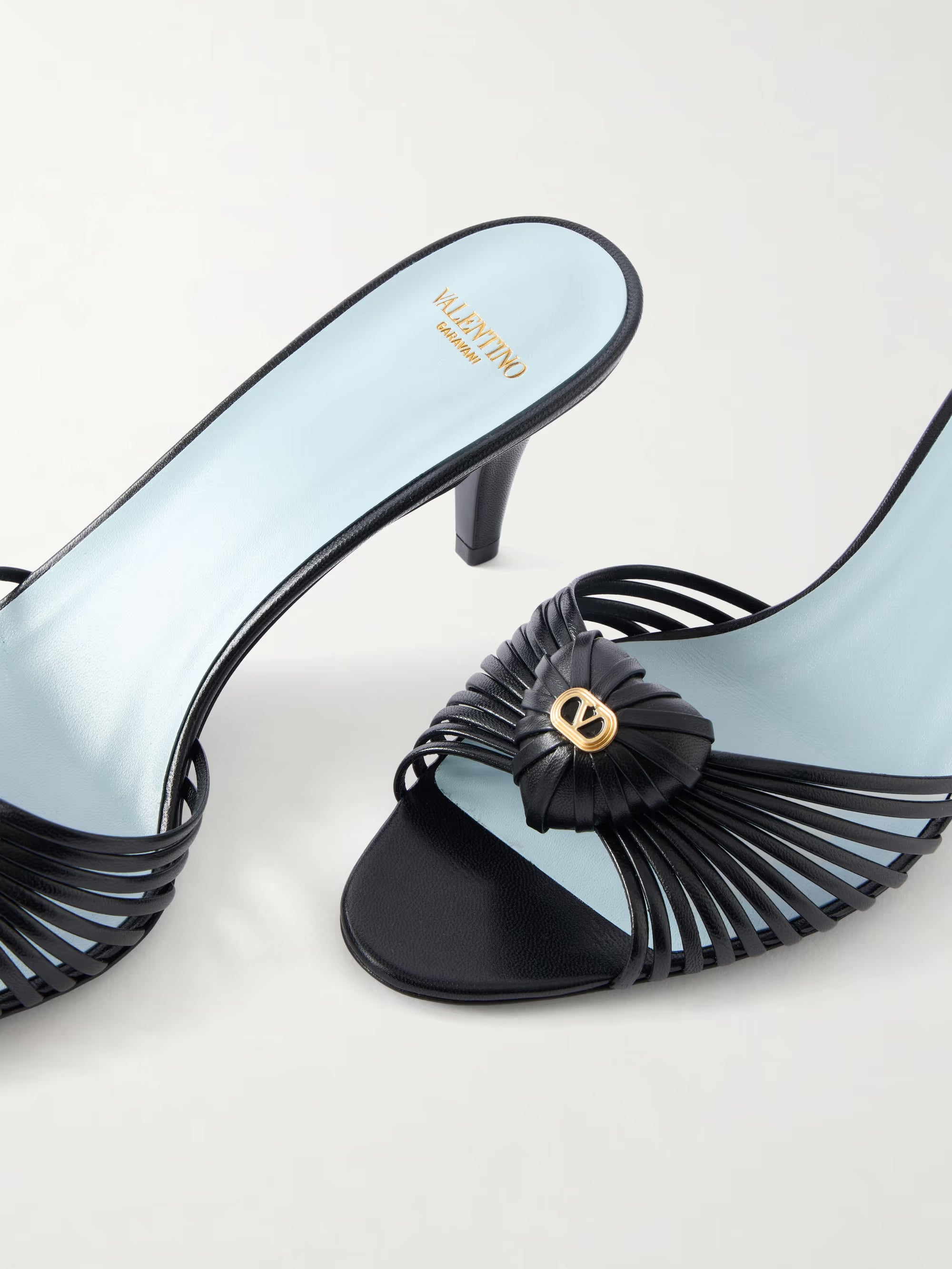 Striped leather mid heel